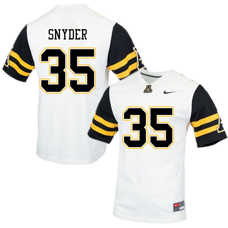Men #35 Gerry Snyder Appalachian State Mountaineers College Football Jerseys Sale-White